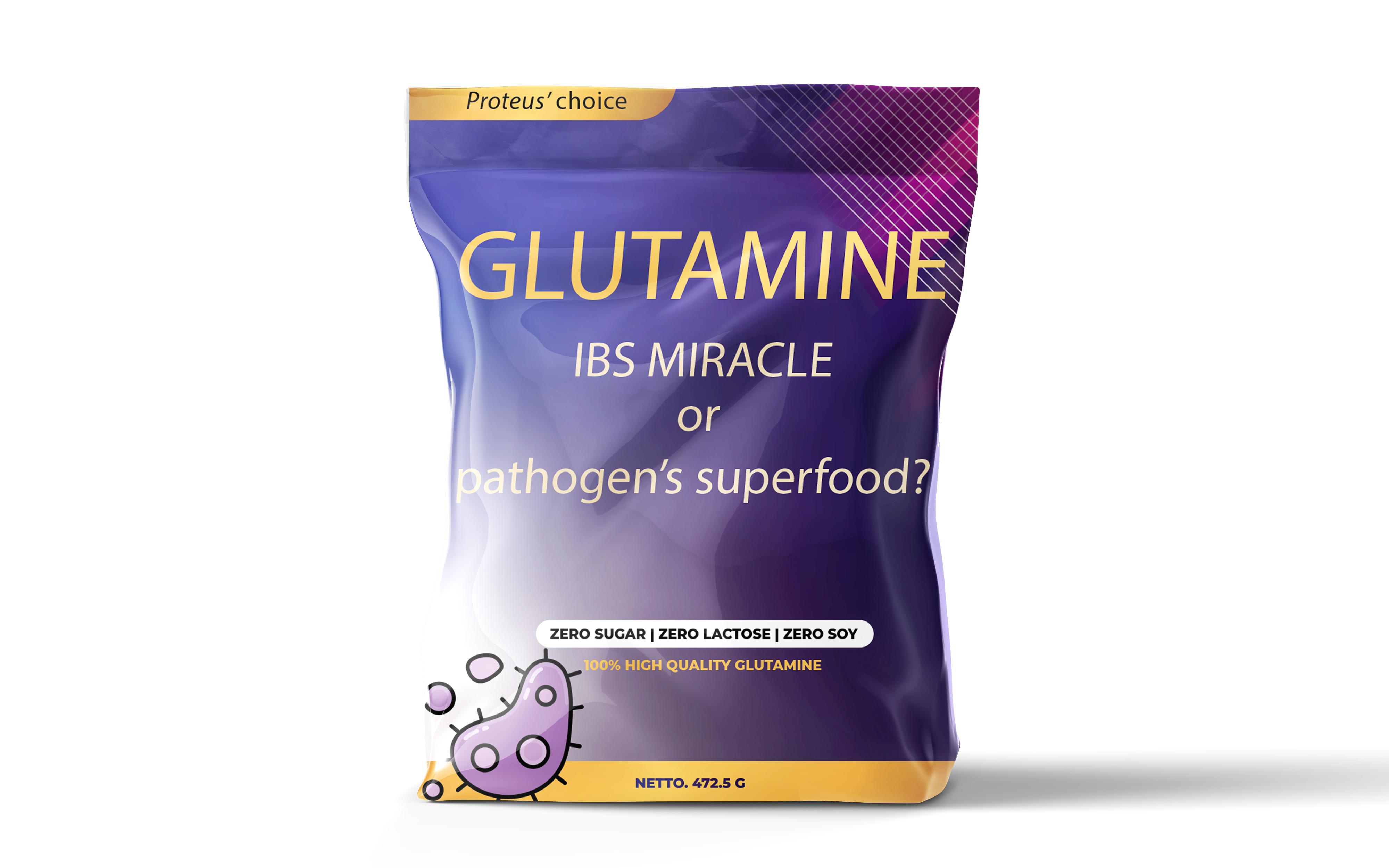Bag with glutamine powder